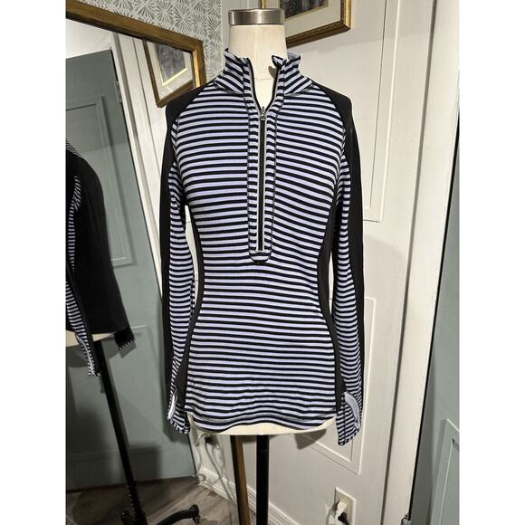 lululemon athletica Tops - Lululemon Run U Turn 1/2 Zip Top Striped Long Sleeve Reversible Pullover Size 2